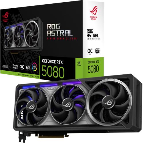 16GB Asus GeForce RTX 5080 ROG Astral OC Aktiv PCIe 5.0 x16 (Retail)