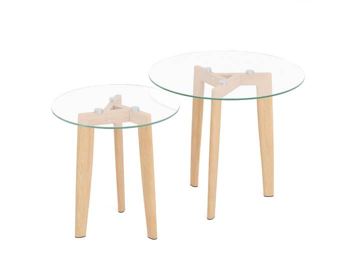 Beistelltisch Glas SERAPHINA rund 2-teilig braun