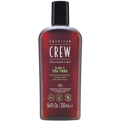 250ml American Crew 3In1 Tea Tree Shampoo, Conditioner & Body Wash