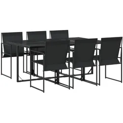 vidaXL 7-tlg. Garten-Essgruppe Schwarz Textilene