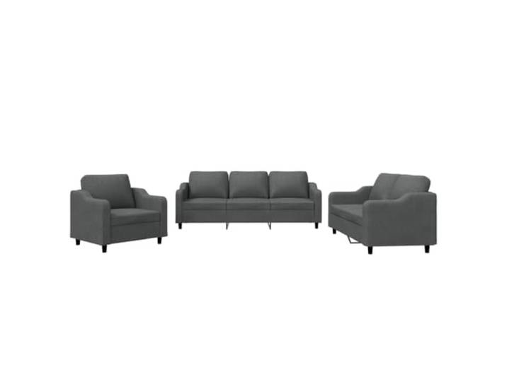 GHVBNMF 3-TLG. Sofagarnitur mit Kissen Dunkelgrau Stoff Sofa Set Bequeme Polsterecke mit 6 Kissen fuer das Wohnzimmer. Die Garnitur bietet flexible Sitzplaetze zum Entspannen.