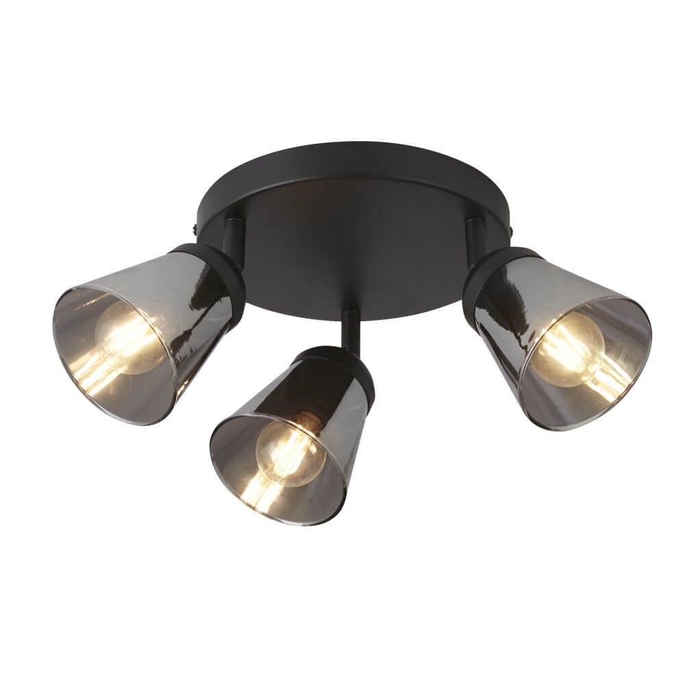 Searchlight Smoke plafondlamp Mega 3-lichts - Zwart/Grijs