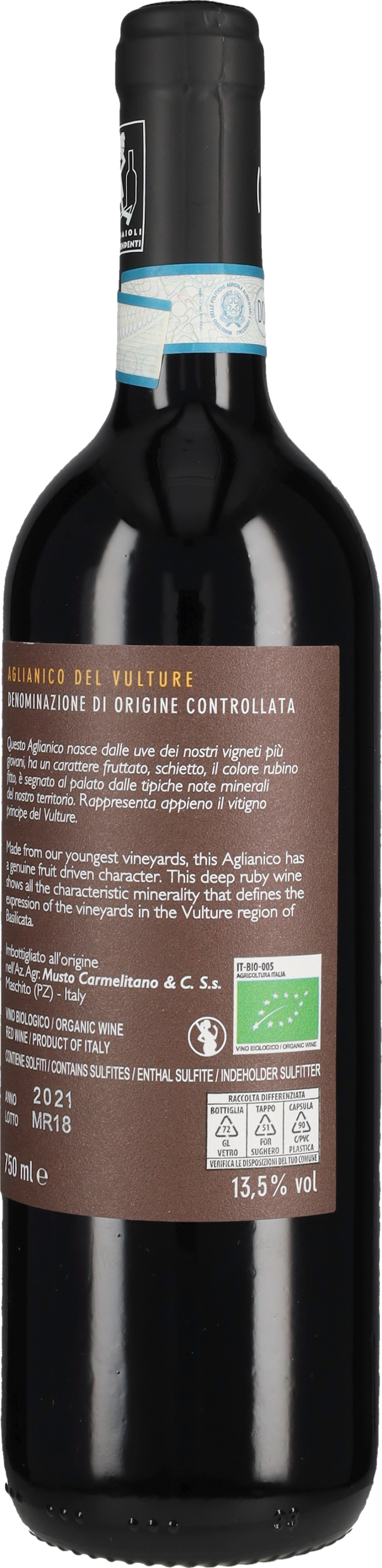 Musto Carmelitano Aglianico del Vulture 'Maschitano' 2021