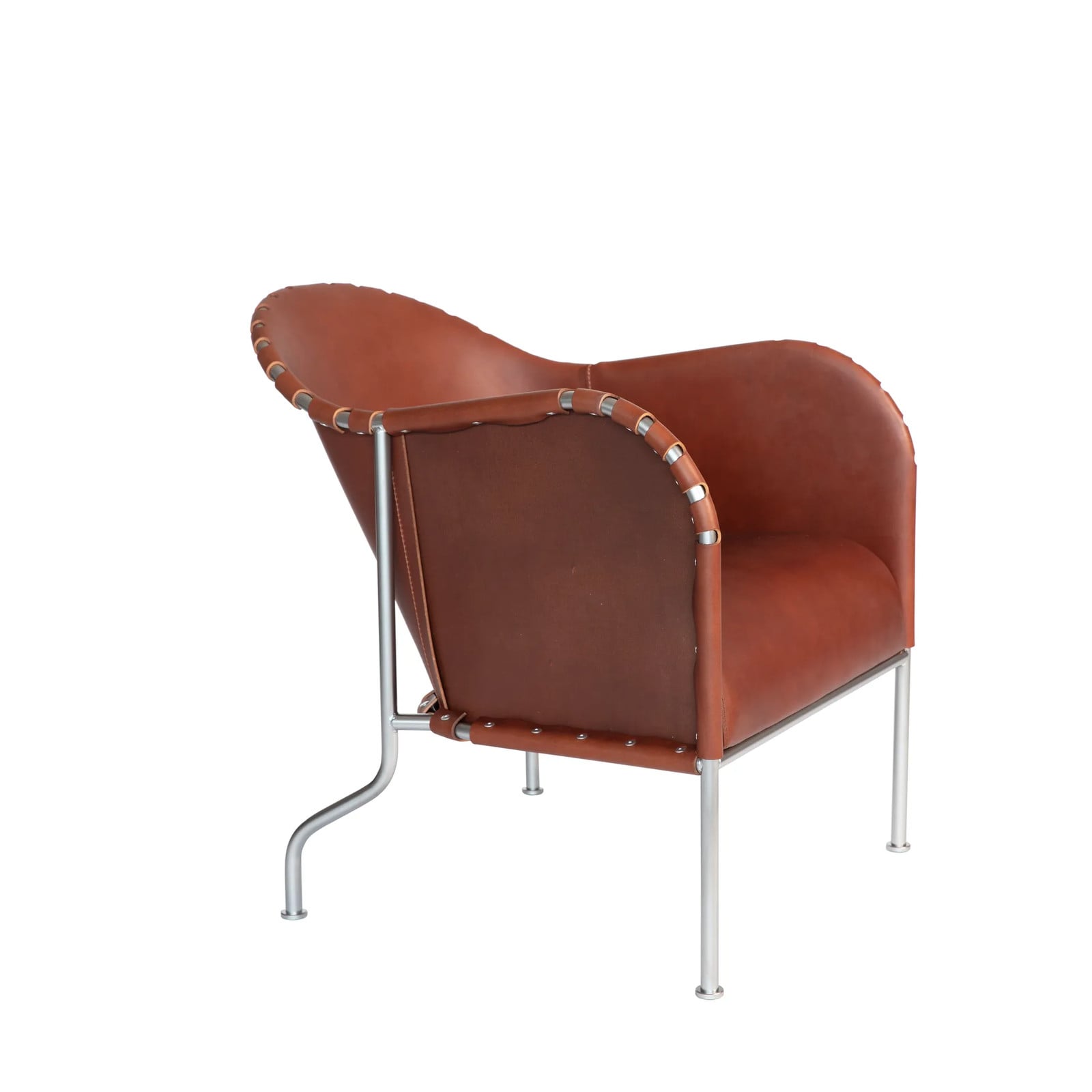 Källemo Bruno fauteuil van bruin vintage leder met chroom