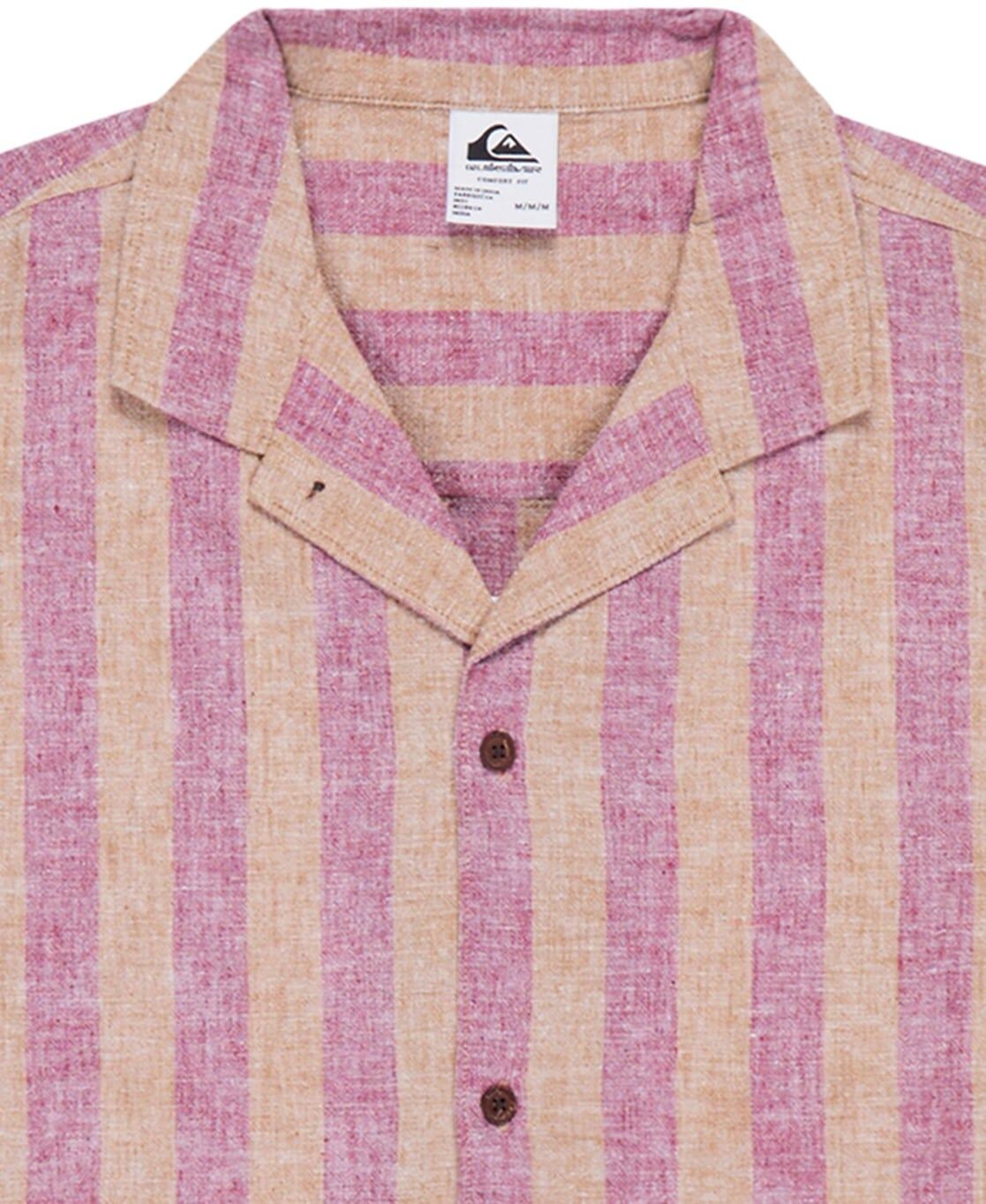 Kurzarmhemd QUIKSILVER "Sunset Song", Herren, Gr. XS, burnt russet stripes sunset, Obermaterial: 55% Baumwolle, 45% Hanf., Hemden Kurzarmhemd