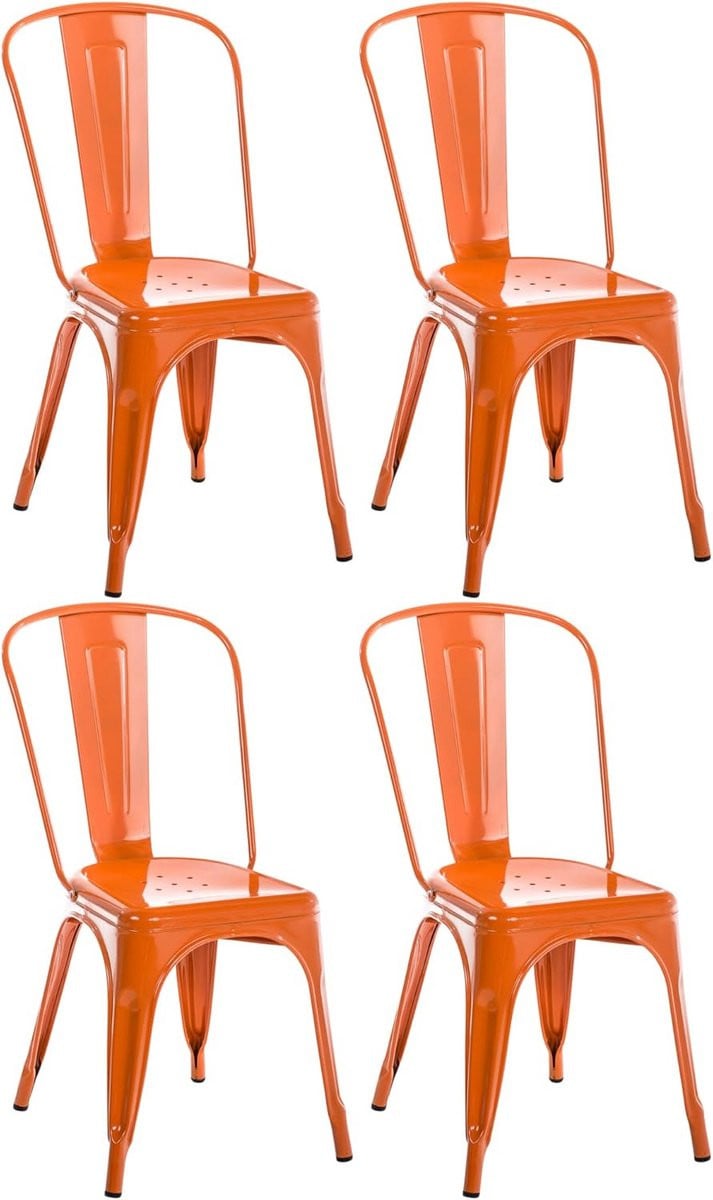 Set van 4 Oranje Eetkamerstoelen - Stapelbaar - Merkloos