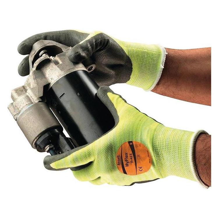 Ansell Handschuhe HyFlex 11-423 Grösse 9 grau/hellgelb EN 388, EN 407 PSA-Kategorie III (11) (11-423-9)