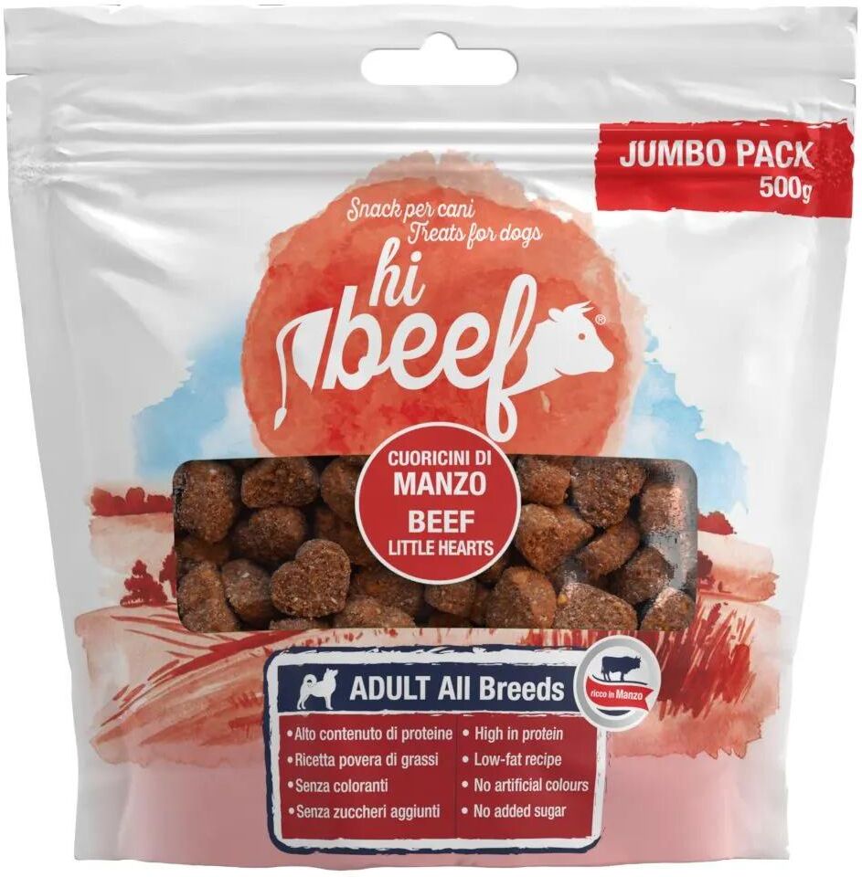Kit Risparmio 2x500G Hi Beef Dog Snack Cuoricini MANZO