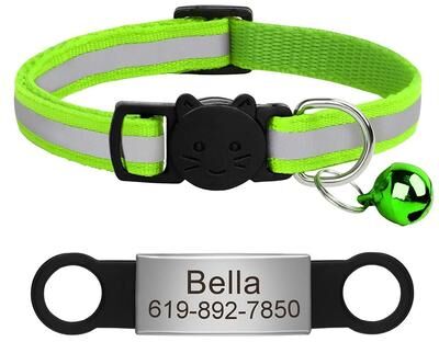 Uplifted Finds Customized Reflective Pet ID Collar With Nameplate fgreen 88