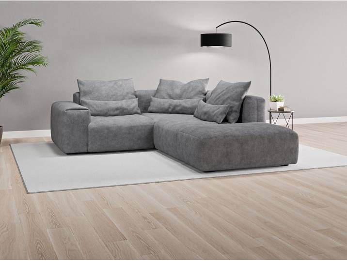 Ecksofa Denver Nr. 3 rechts - Grau (Dunkelgrau) - Cordstoff