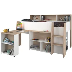 HOCHBETT Jugendzimmer Bett 90 x 200 mit Schreibtisch ausziehbar