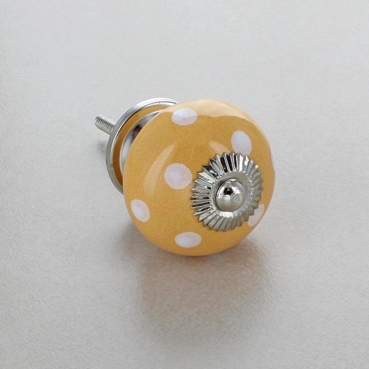 Ronde Keramische Deurknoppen Polka Dot Vintage Geel - Lade Trekhandvatten voor Kast en Meubels