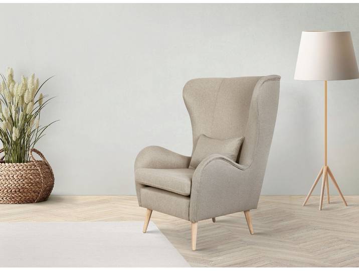 Sessel HOME AFFAIRE Charles Ohrensessel , beige, B:78cm H:118cm T:94cm, 100% Polyester, Sessel, Sessel, gross und gemütlich in modernem Design