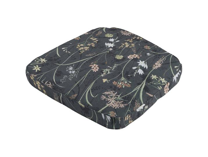 Stuhlkissen Outdoor, Blumenmuster anthrazit, 48 x 48 cm