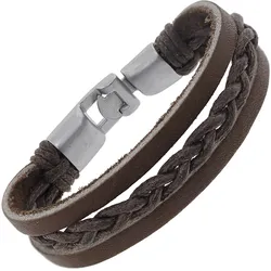 trendor 75802 Leder-Armband Braun geflochten