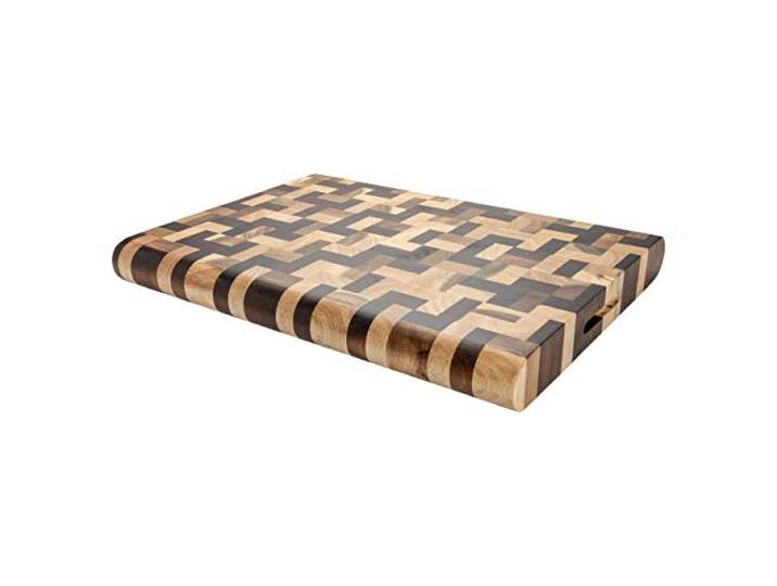 Rockingham Forge Multi-Holz Schneidebrett Akazie, 40 × 30 cm Kombination aus Akazie, verkohlter Akazie und Kautschukholz, rechteckiges Design