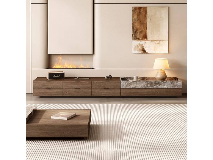 Meuble TV flottant universel de style nordique, design de rangement esthétique de luxe, meuble de salon