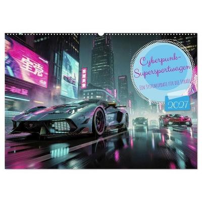 Cyberpunk-Supersportwagen (Wandkalender 2027 DIN A2 quer), CALVENDO Monatskalender