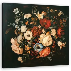 WANDBILD retro vintage blumen