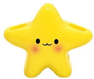 Uplift Picks Cute Star Toothbrush Holder With Toothpaste Shelf Bathroom Organizer yellow