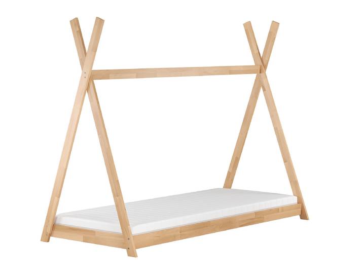 Flachbett Bodenbett in Tipi-Form 90 x 200 cm Buche Geölt