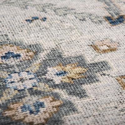 NAVATEXTURA Antique Hand-Knotted Light Gray/Blue Floral Rug