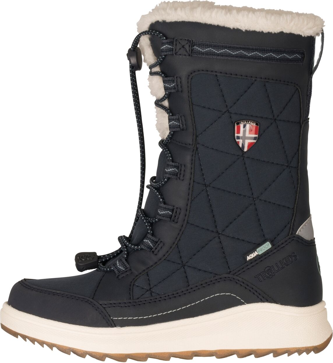 Winterstiefel TROLLKIDS "GIRLS ARENDAL WINTER BOOTS PRO", Jungen, Gr. 30, Fleece, schwarz (navy, frosty mint), Synthetik, Schuhe Winterstiefel, wasserdicht, mit profiliertem Gummi-Laufsohlenmaterial navy, frosty mint 30, Fleece