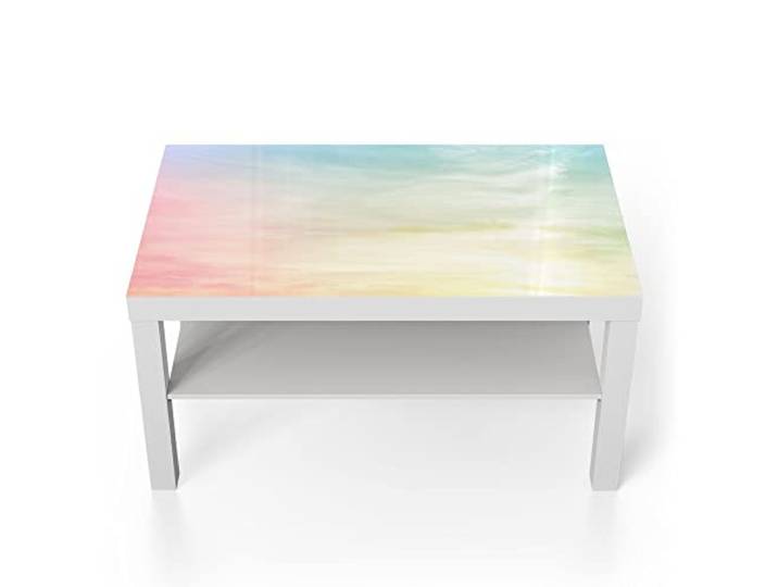 DEQORI Glastisch weiß groß 90x50 cm Motiv Pastelliger Himmel ausgefallener Beistelltisch aus Glas Hochglanz Couchtisch fürs Wohnzimmer moderner Couch Tisch mit Design