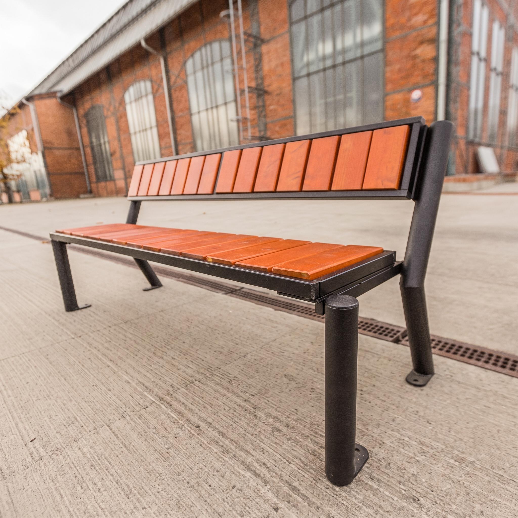 REKORD Gartenbank Gladiator Prestige 175cm mit Rückenlehne Robuste Parkbank aus Metall & Holz Sitzbank für Garten Terrasse Balkon Park Mahagoni