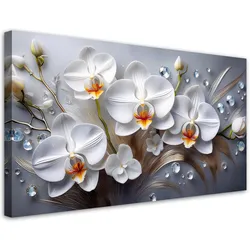 LEINWANDBILD Orchideenblüte weiß 3D bemalt 120x60cm