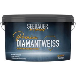 Seebauer-DIY Wandfarbe Premium-Diamantweiß, weiß, Dispersionsfarbe, matt, 10 Liter