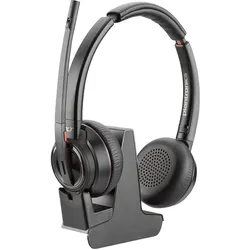 HP Poly Savi 8220 UC binaural USB-A ANC (Kabellos, USB-A), Office Headset, Schwarz