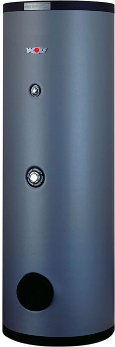 Wolf Sem Warmwasser-Solarspeicher 2444875 750 I, mit 2 Glattrohr-Wärmetauschern, silber