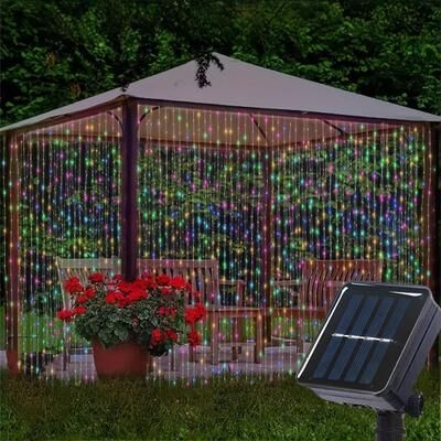 Uplift Picks Solar Curtain Lights Create Magical Outdoor Backdrops For Gardens Patios Celebrations rgb 3mx2m 200leds