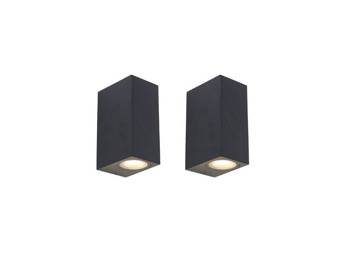Lot de 2 appliques murales modernes noires 2 lumières IP44 -