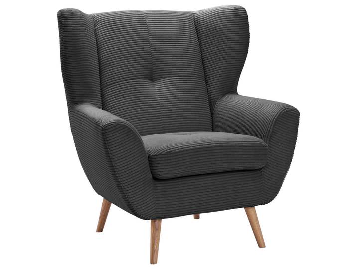 Stylife Ohrensessel, Anthrazit, Holz, Eiche, vollmassiv, 90x102x90 cm, Stoffauswahl, Wohnzimmer, Sessel, Ohrensessel