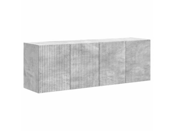 KUPTYERFG TV Wandschrank 2er Set Beton Grau 59,5 x 31 x 40 cm Moderne schwebende Lowboards fuer Wohnzimmer und Schlafzimmer mit 4 Tueren fuer ordentliche Medientechnik und Deko.