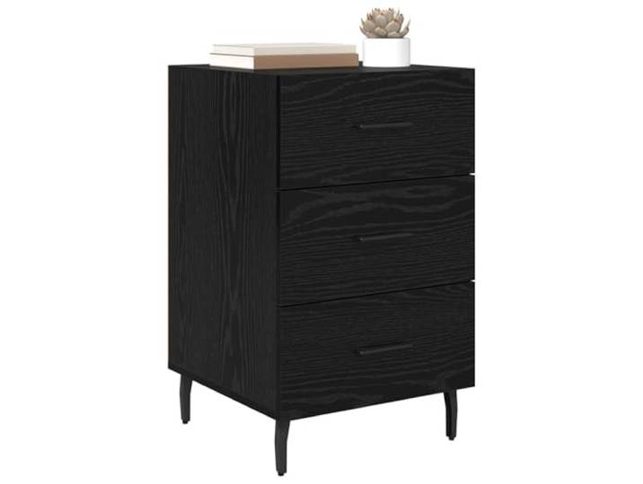 KTHLBRH Nachttisch Eiche Schwarz 40 x 40 x 66 cm Holz mehrschichtig Rustikaler Stil, robuste Struktur, matte Griffe, Schlafzimmer