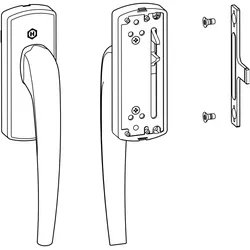 Hautau, Zubehör Türbeschlag, ATRIUM HKS Drehgriff 202 AG, mit Aufsatzgetriebe, rechts, silber eloxiert
