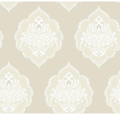 Inspired by Color Signet Medallion Damask Beige Wallpaper