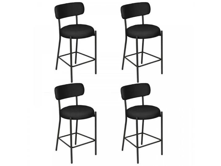 PEACHES TABOURET DE BAR Lot de 4 Tabourets de bar de cuisine - Tabourets d'îlot de salon - Tabourets hauts - Noir-41*44*95cm