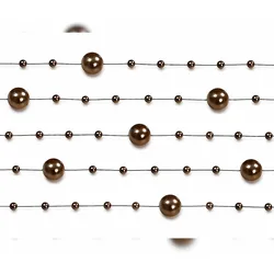 PartyDeco 1,3m Perlenkette 8mm Kunststoff Perlengirlande Kunstperlen Perlenschnur Perlenband Hochzeitsdeko Weihnachtsdeko Braun