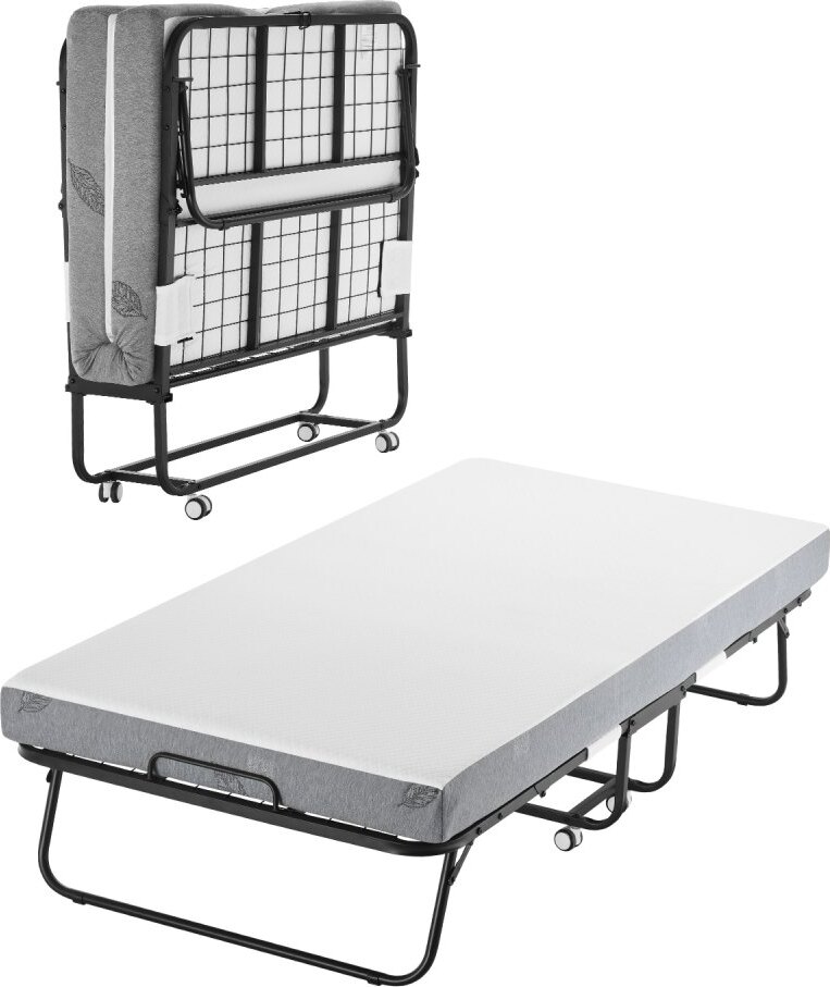 Rollbett Klappbett mit 12,5 cm Schaumstoffmatratze Faltbares Metallbett - Gästebett mit Komfortschaum - Platzsparendes Mobilbett