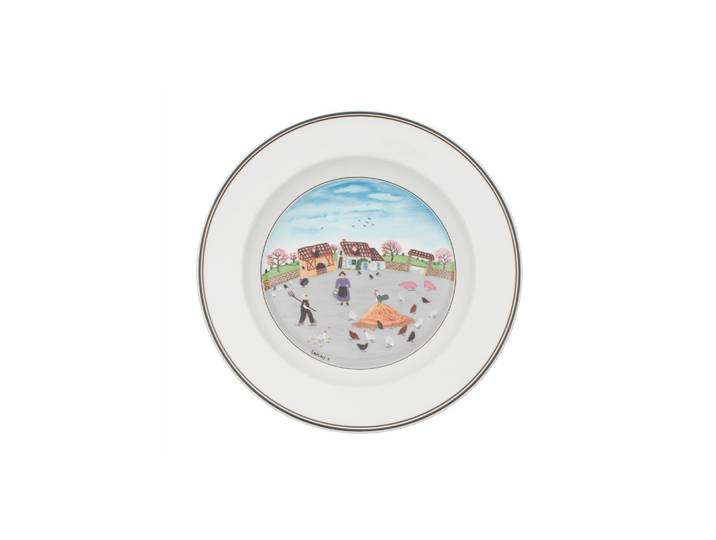 Suppenteller VILLEROY & BOCH Suppenteller Hühnerhof Design Naif ø 21 cm bunt , bunt, Speiseteller, Suppenteller
