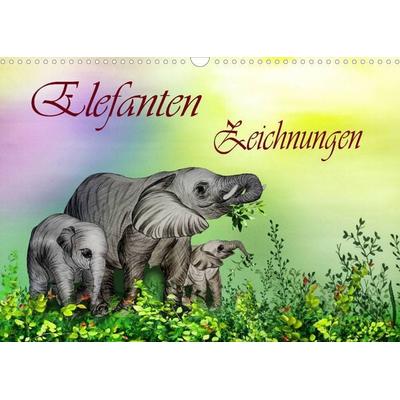 Elefanten Zeichnungen (Wandkalender 2022 DIN A3 quer)