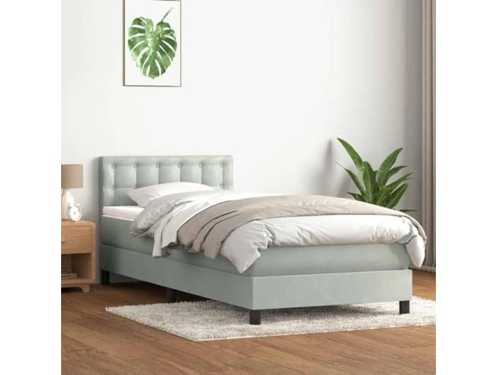 RJPLMFV Lattenrost mit Matratze, Velours, Grau, 80 x 220 cm Taschenfedern, verstellbarer Kopf, abnehmbarer Matratzenauflage, Premium-Komfort