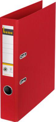 Ordner Bene No.1, A4, Rückenbreite 47 mm, Hebelmechanik, Griffloch & geklebtes Rückenschild, Pappe, rot