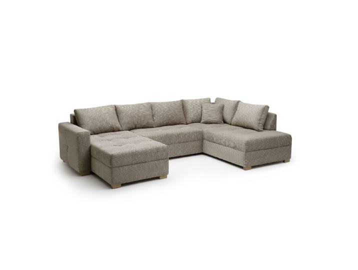 Trendstore Josy Wohnlandschaft in Cord inkl. Schlaffunktion und Bettkasten - Cord taupe - rechts Schlaffunktion Modern