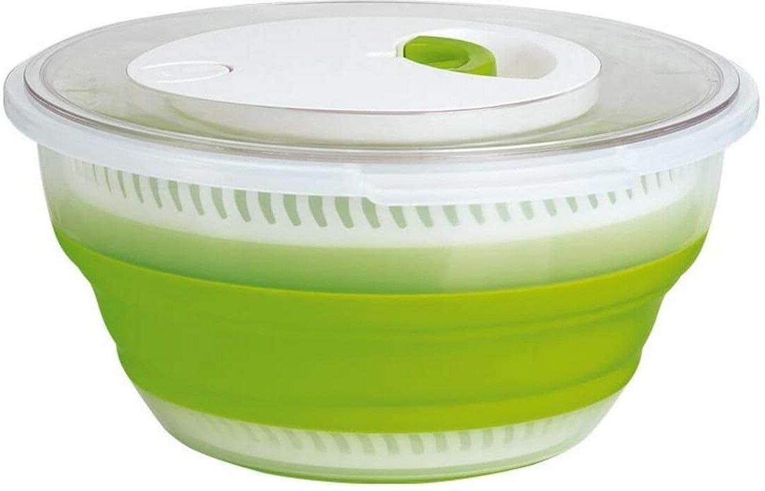 Salatschleuder EMSA "Basic 24,8 cm", grün, H:7,6cm Ø:24,8cm, Polypropylen, Salatschleudern, Salatschleuder grün Einheitsgröße
