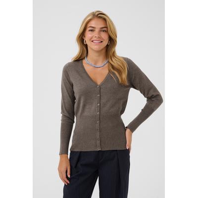 Strickjacke SAINT TROPEZ "MilaSZ Slim Cardigan", Damen, Gr. S, mink melange, Strick, Obermaterial: 70% Viskose, 30% Polyester, meliert, normal, V-Ausschnitt, Strickjacken Strickjacke, Viskosemischung, Fitted